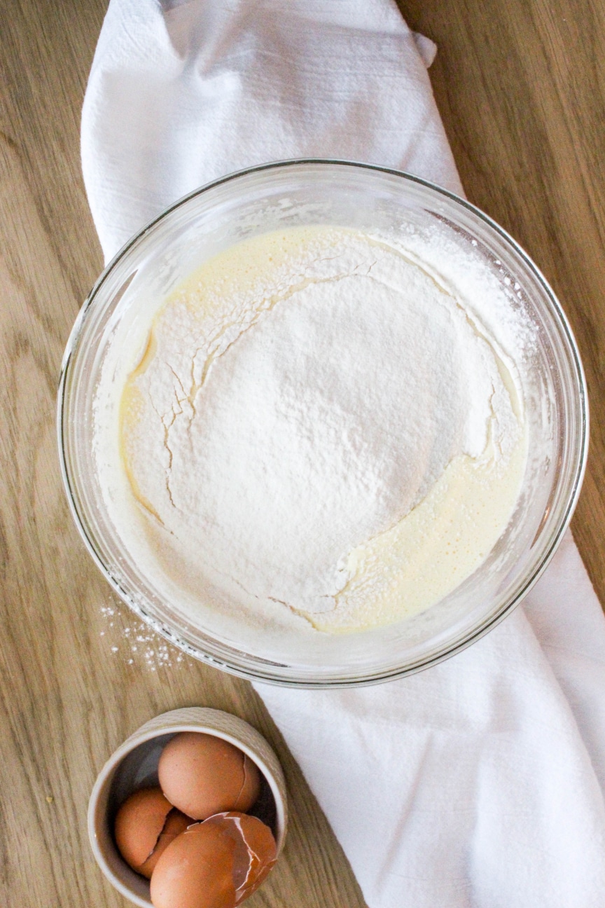 Tiramisu Cake Batter Adding Flour