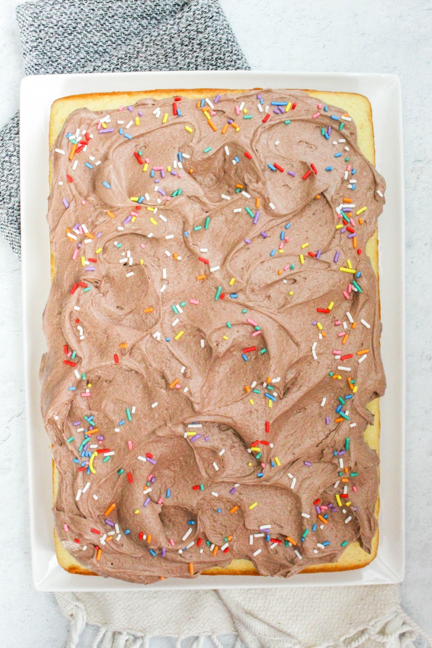 Yellow Sheet Cake With Chocolate Frosting
