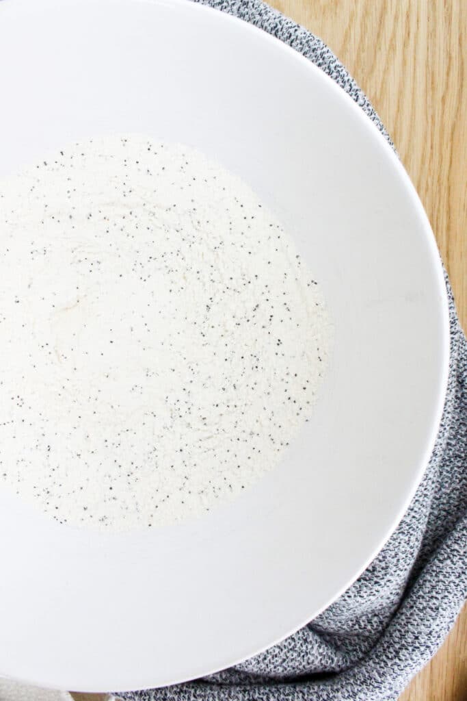 Dry Ingredients for Almond Poppyseed Muffins