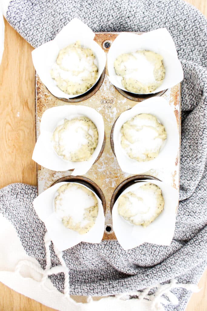 Small batch Almond Poppyseed Muffins before baking