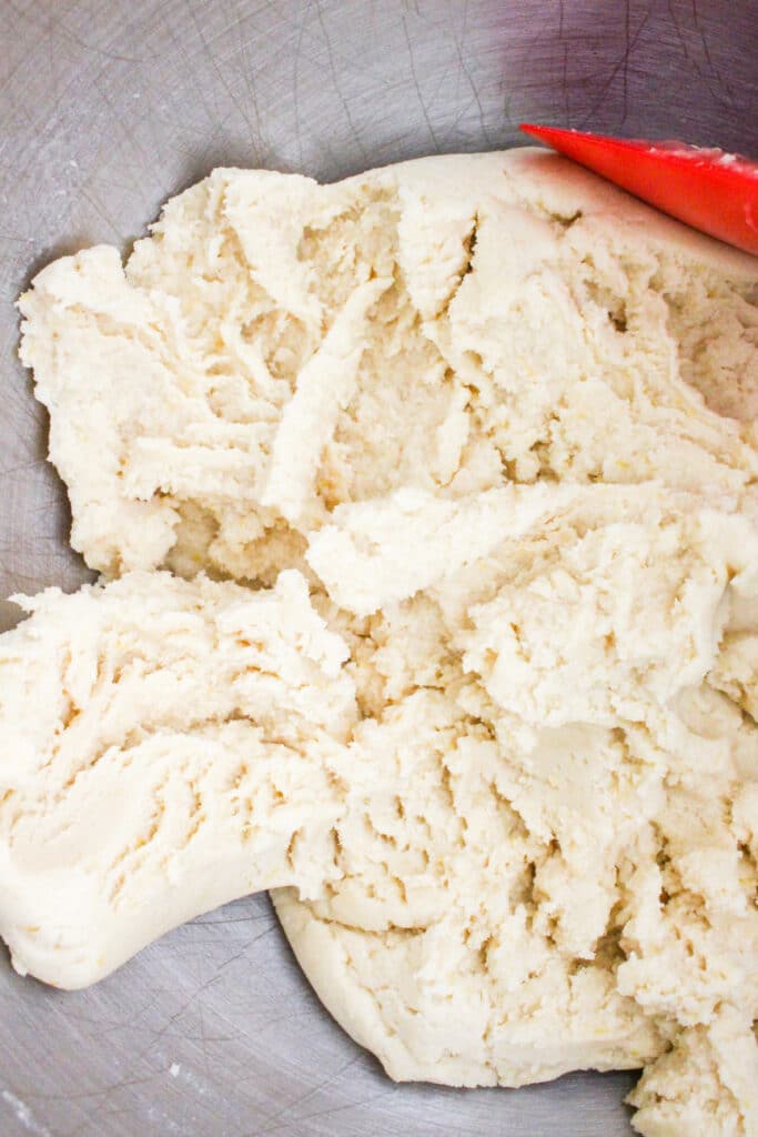 Lemon Cookie Bar Dough in a bowl