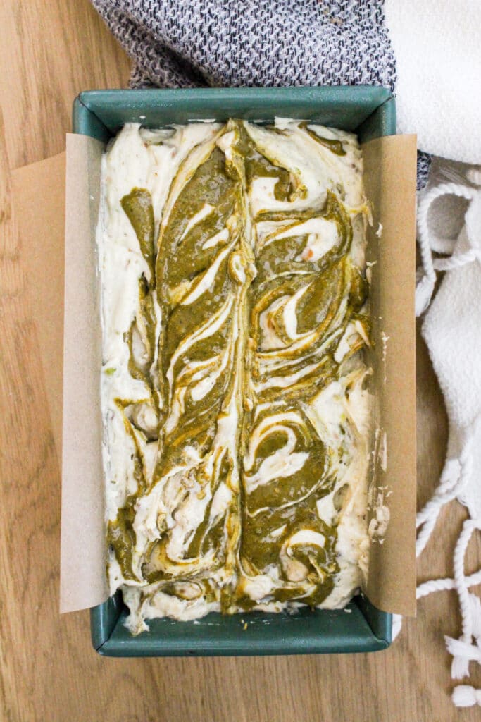 pistachio pound cake before baking