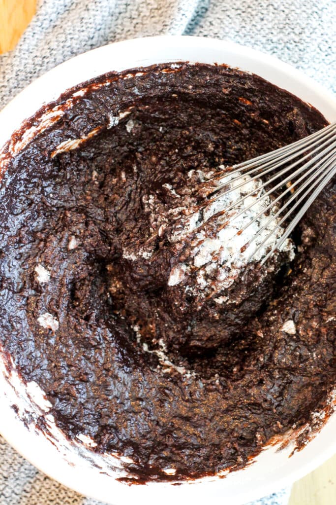 Mixing mocha cake batter