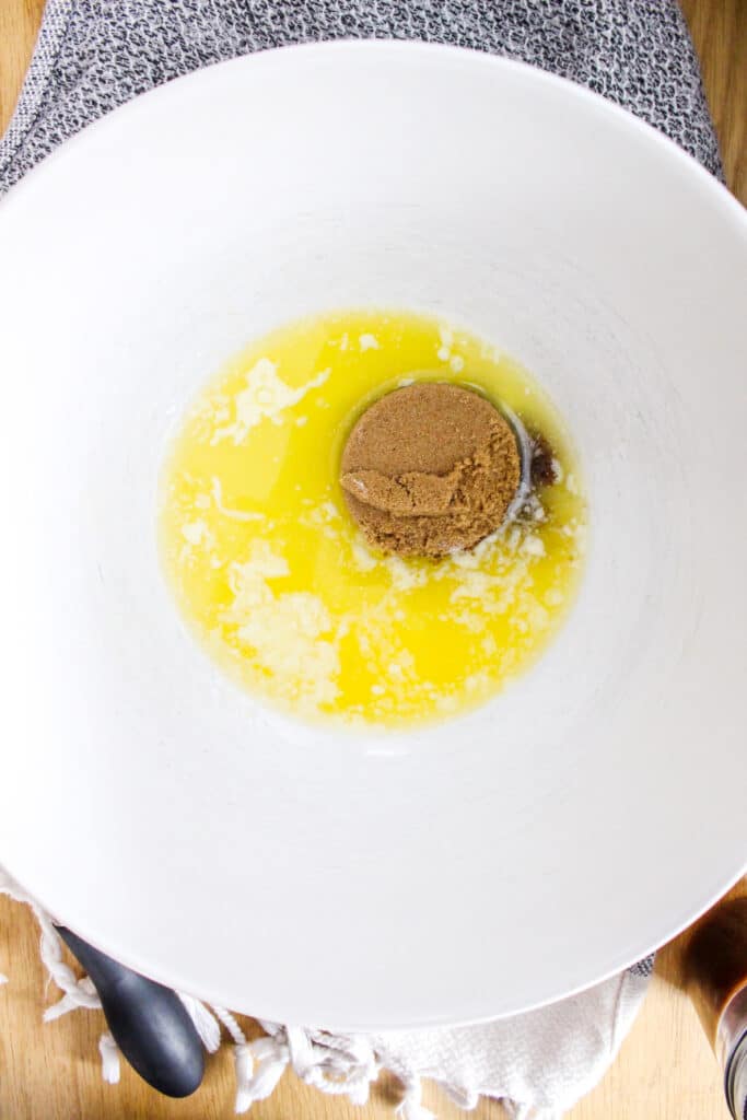 butter and sugar in a bowl for Salted Caramel Cake