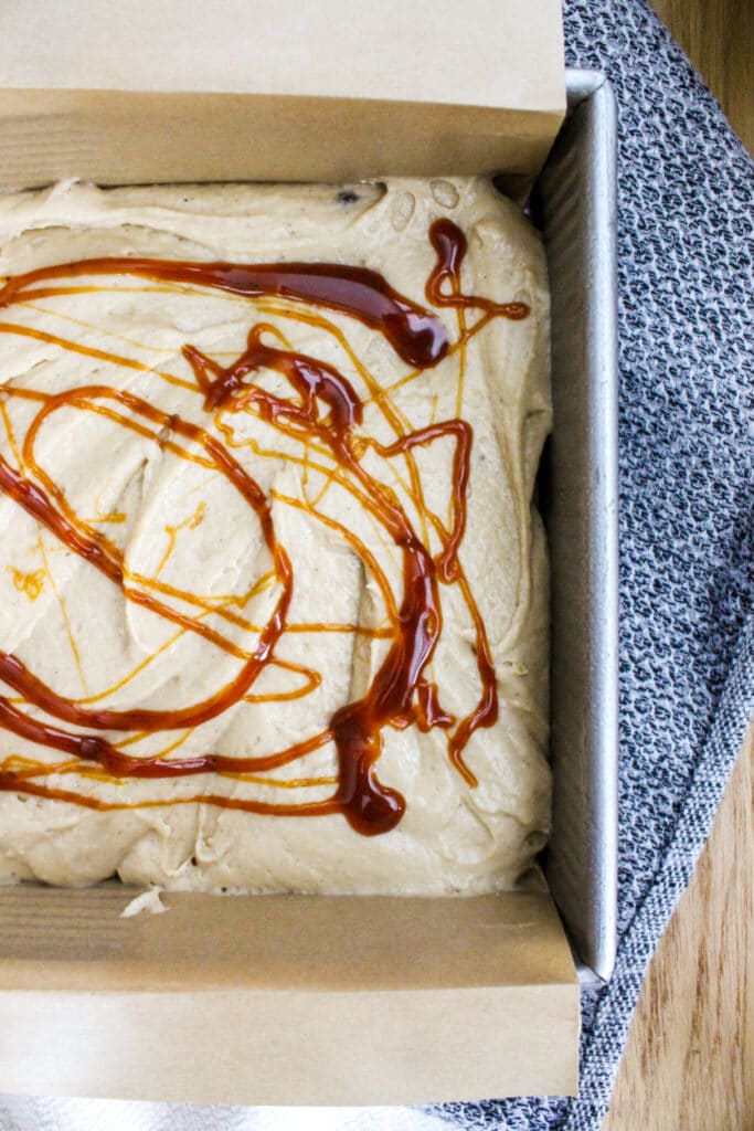 Salted Caramel Cake batter before baking